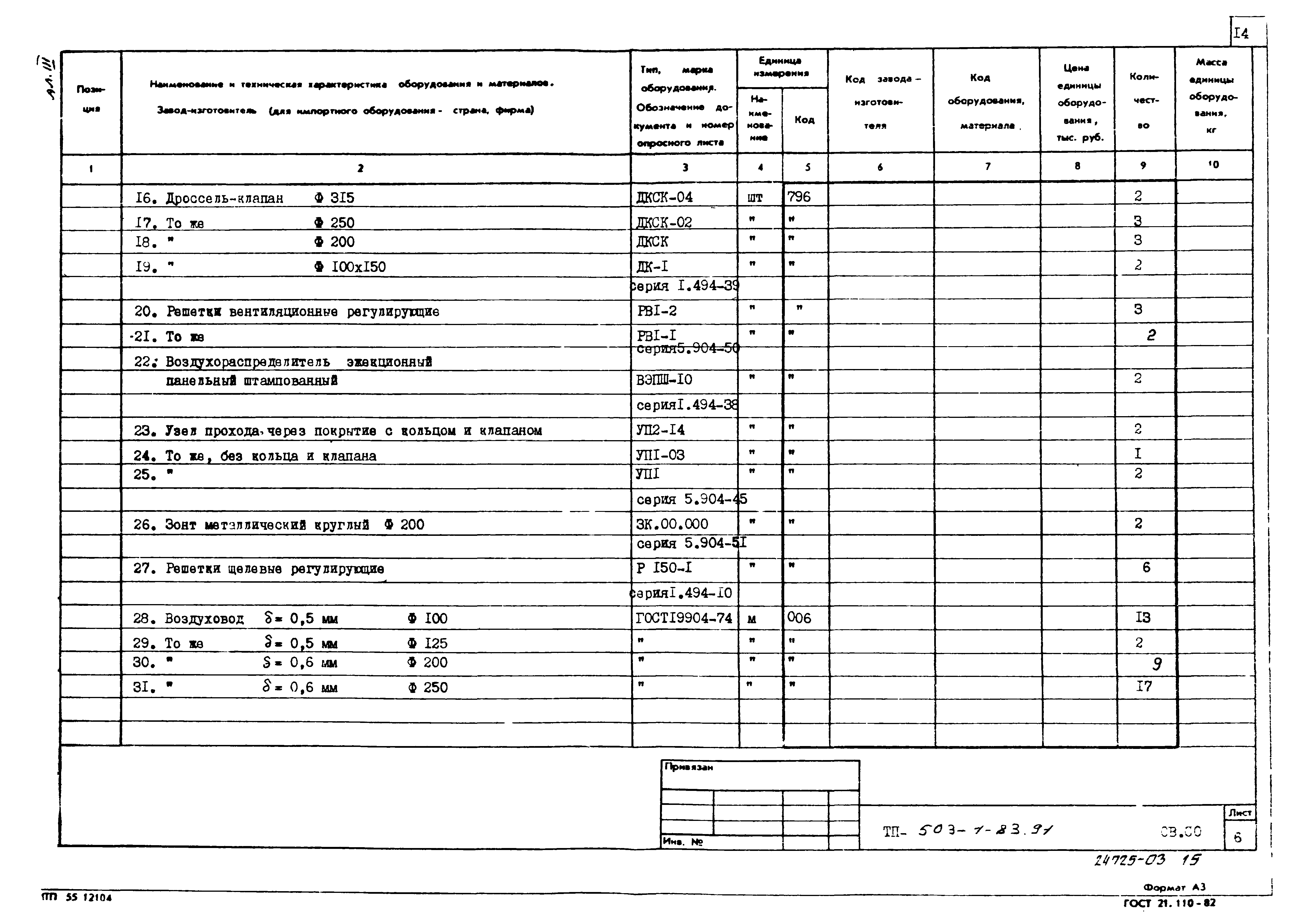 Типовой проект 503-1-83.91