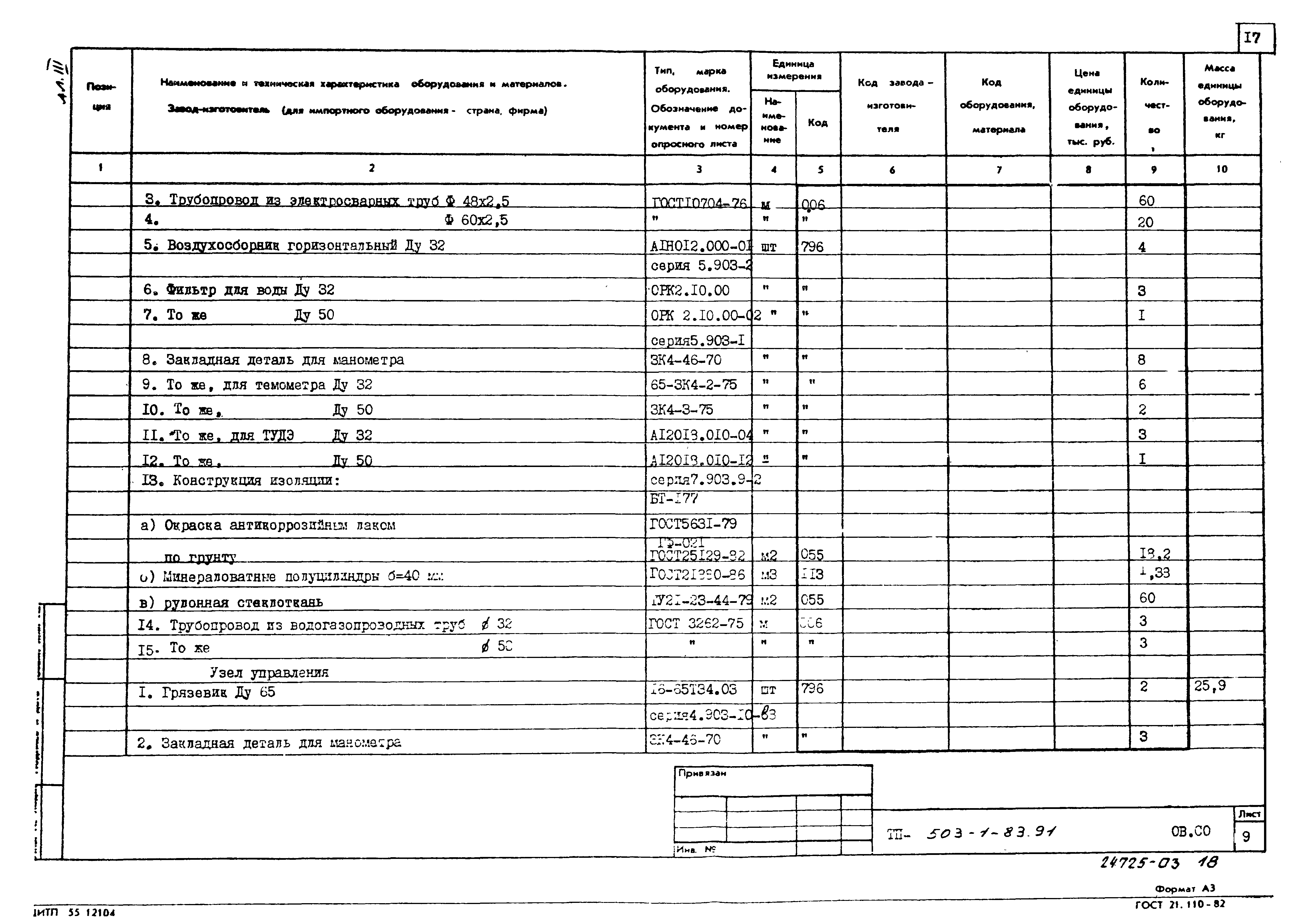 Типовой проект 503-1-83.91