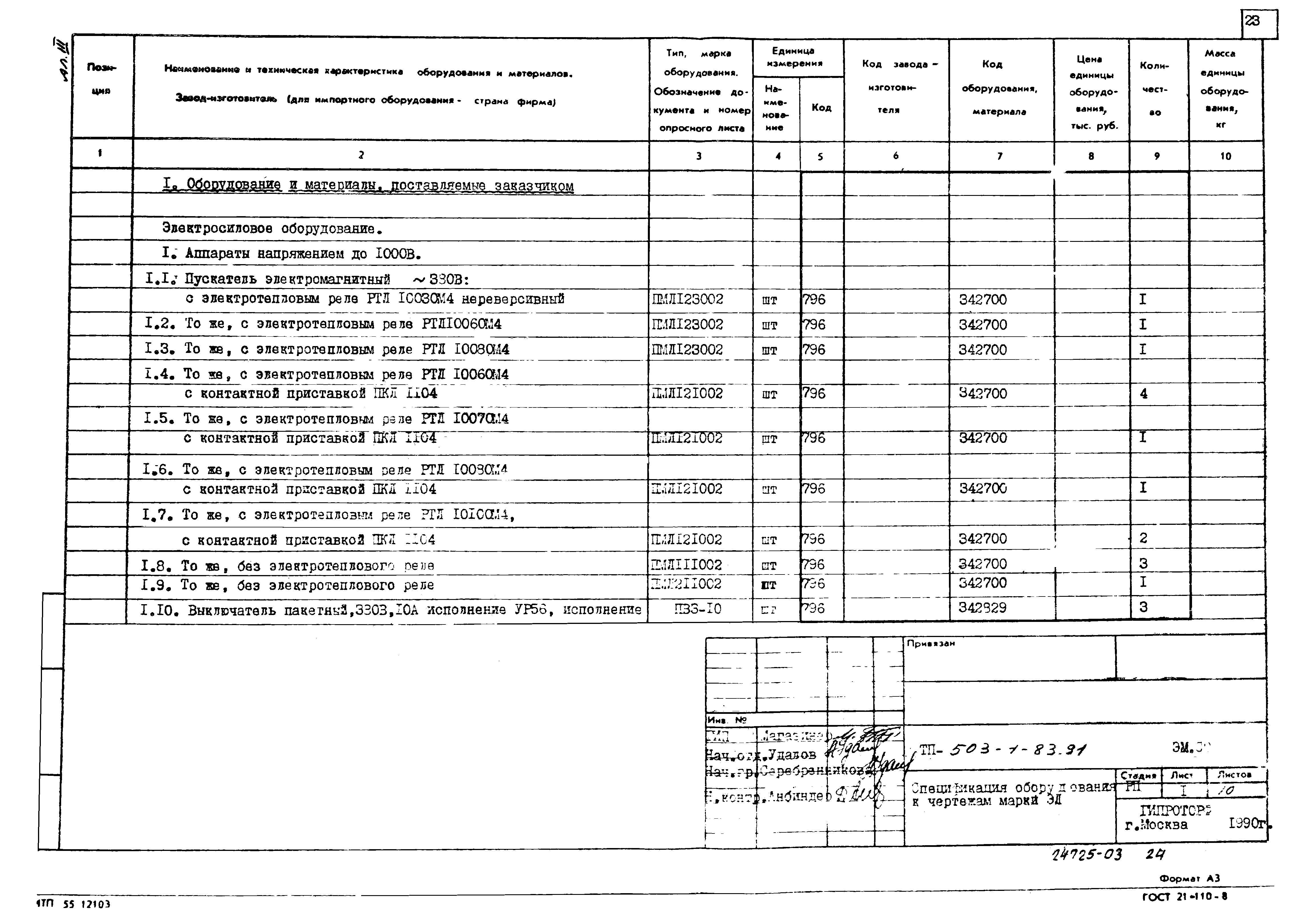 Типовой проект 503-1-83.91