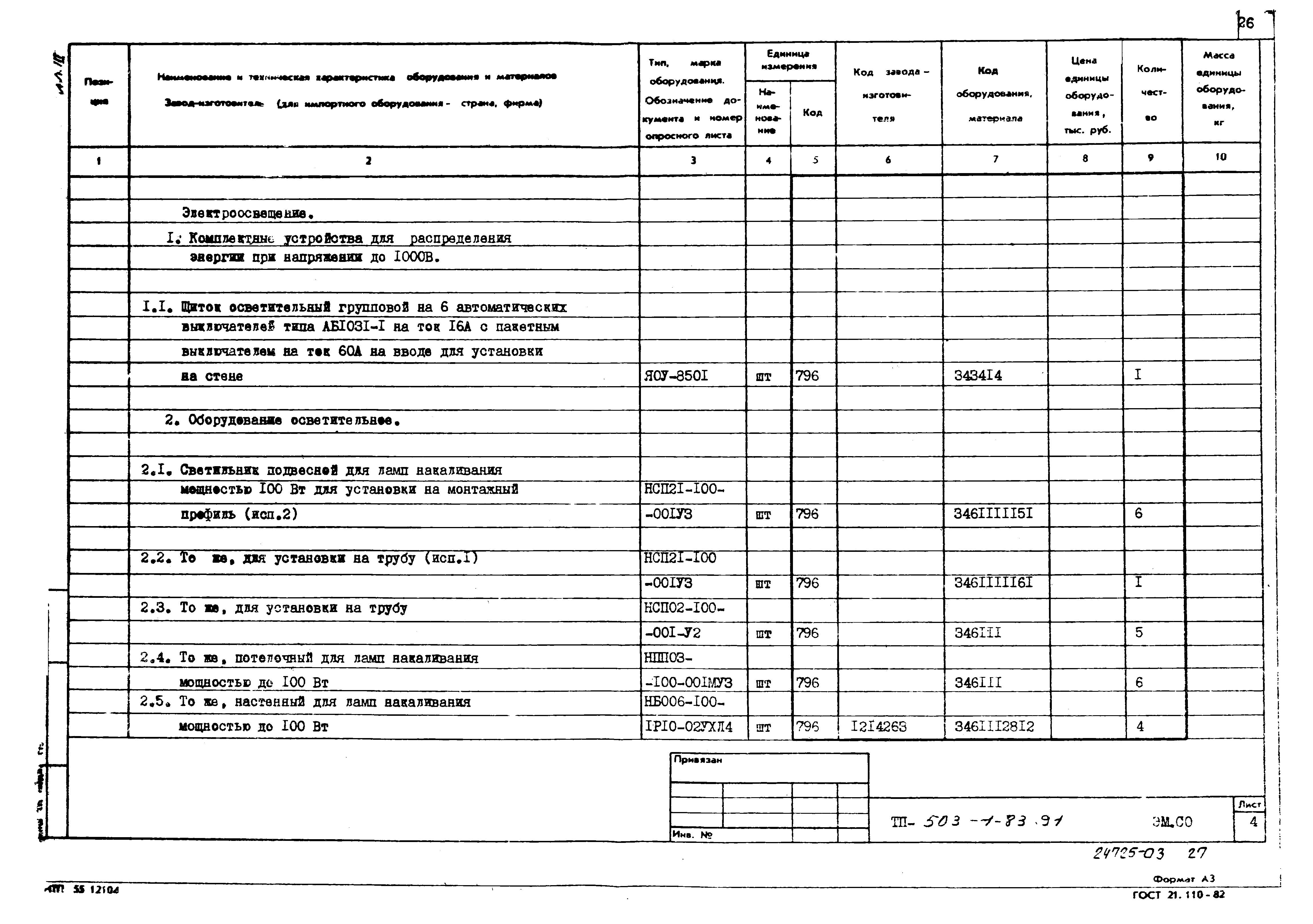 Типовой проект 503-1-83.91