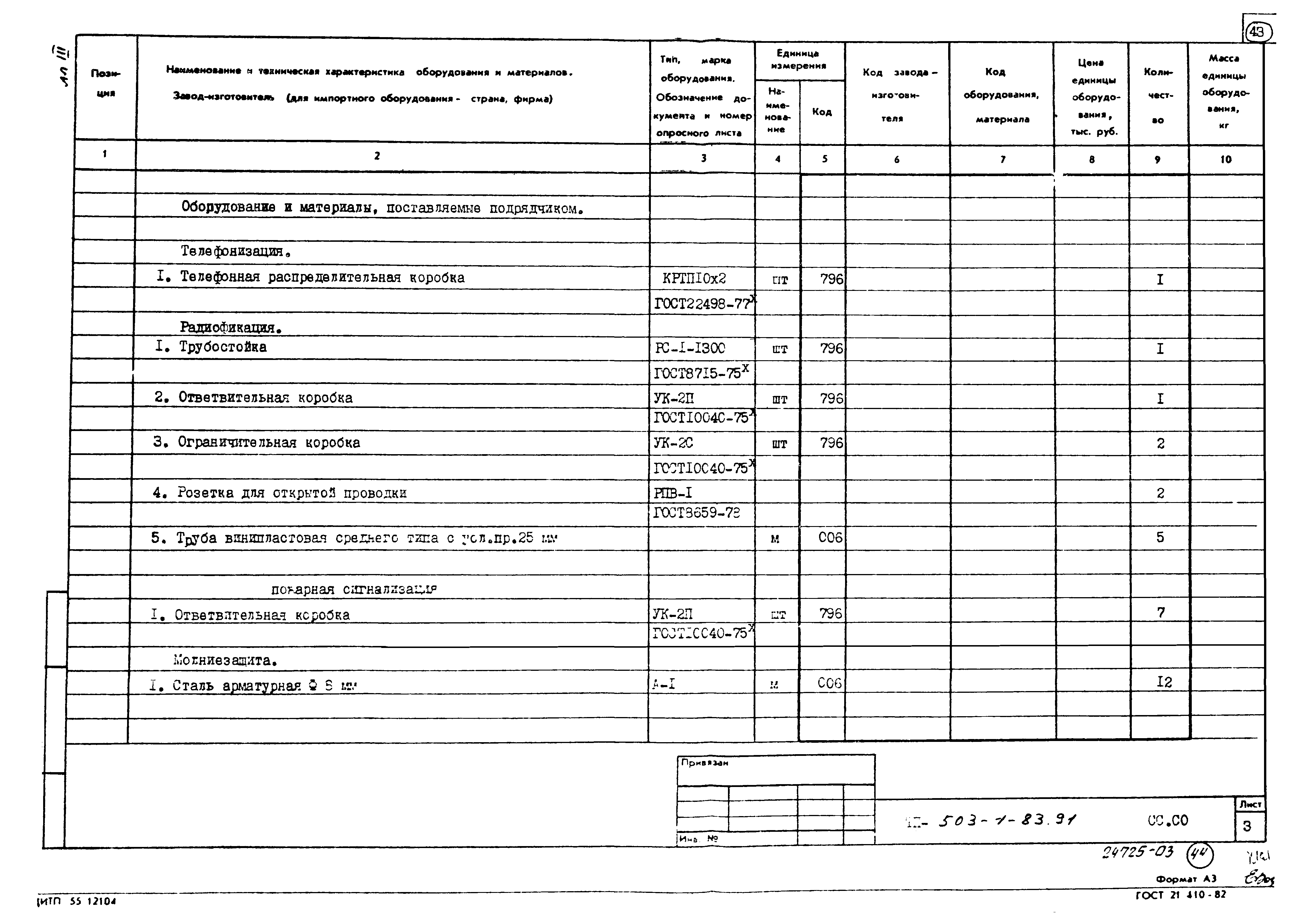 Типовой проект 503-1-83.91