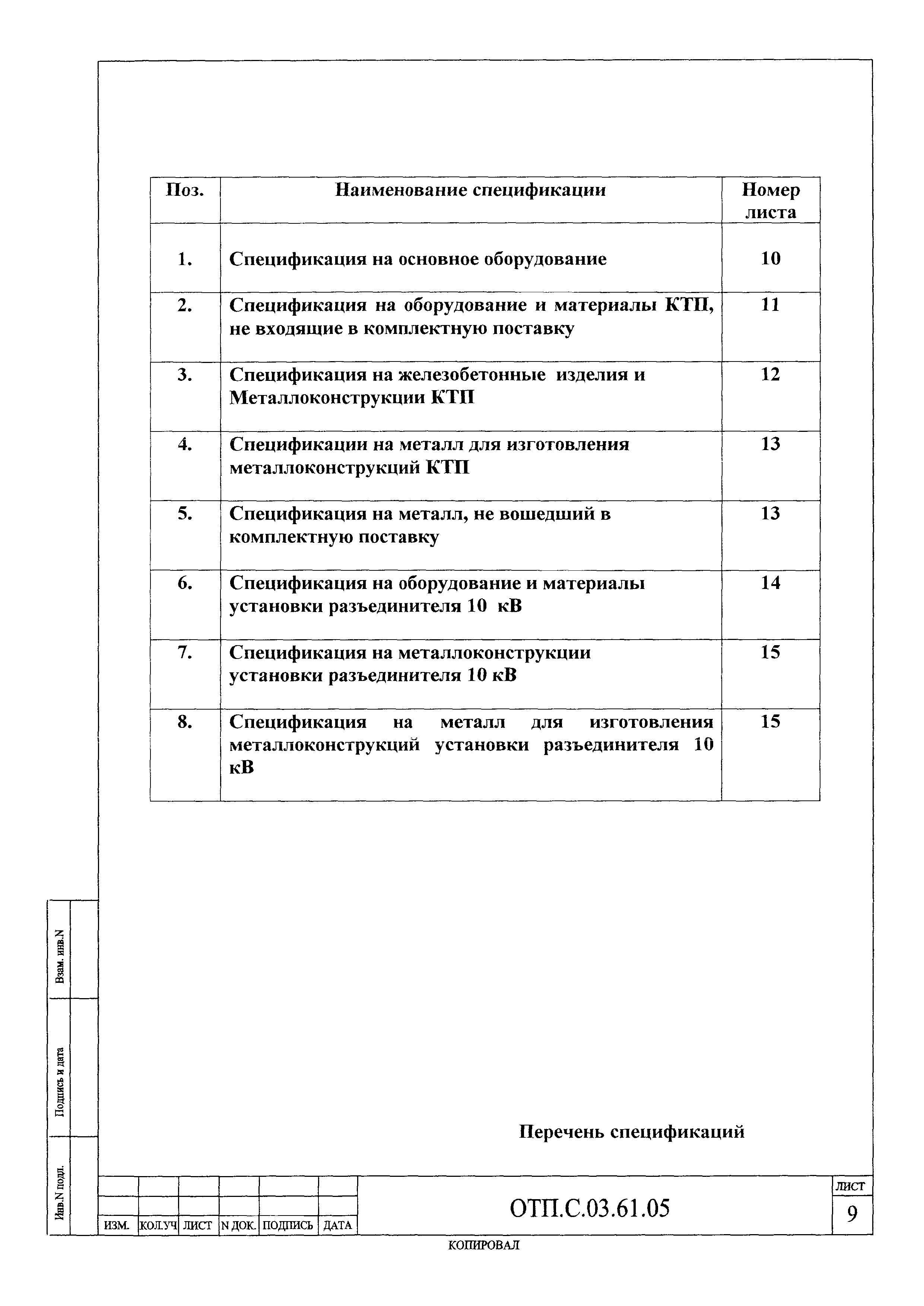 Типовой проект ОТП.С.03.61.05