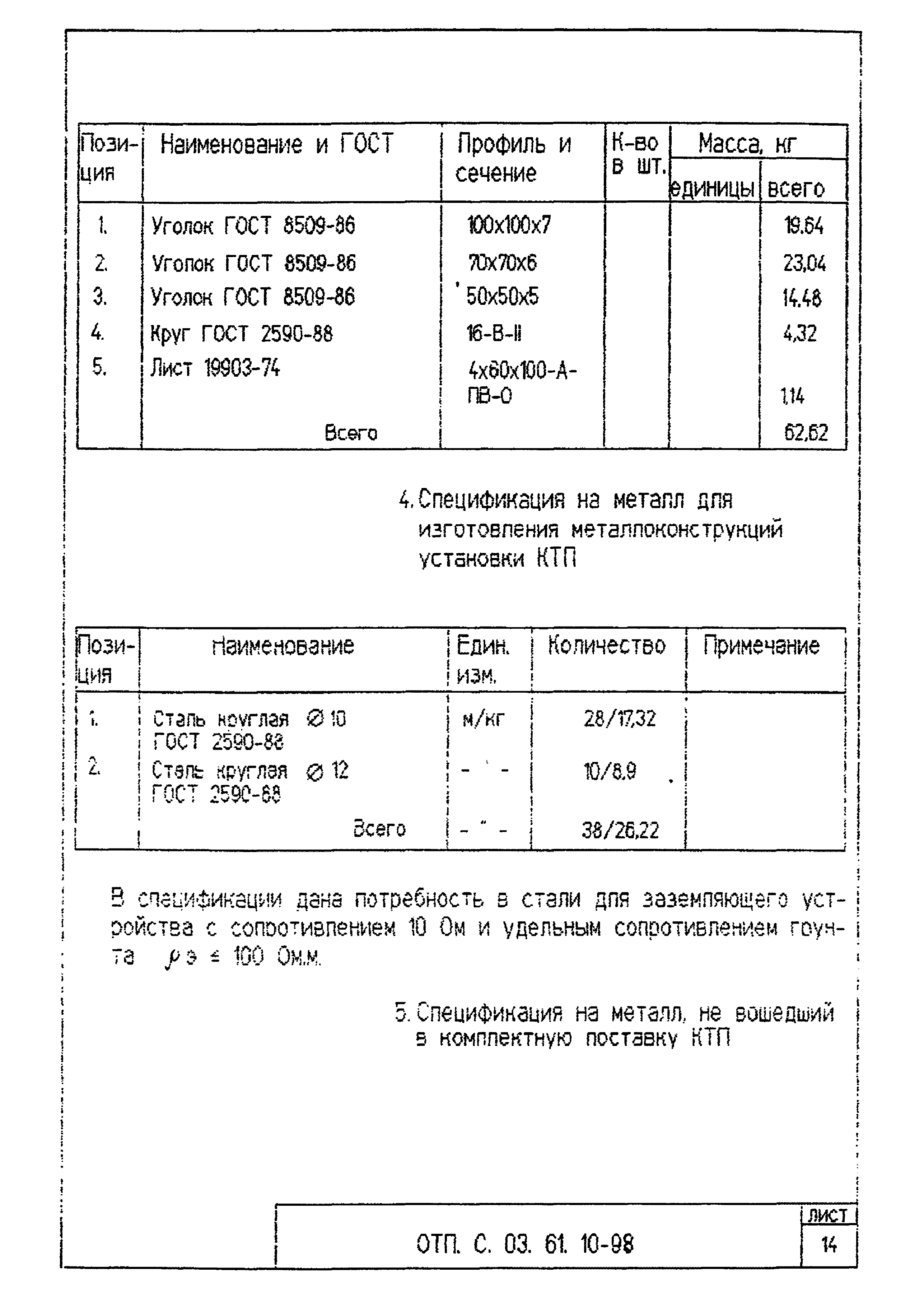 Типовой проект ОТП.С.03.61.10