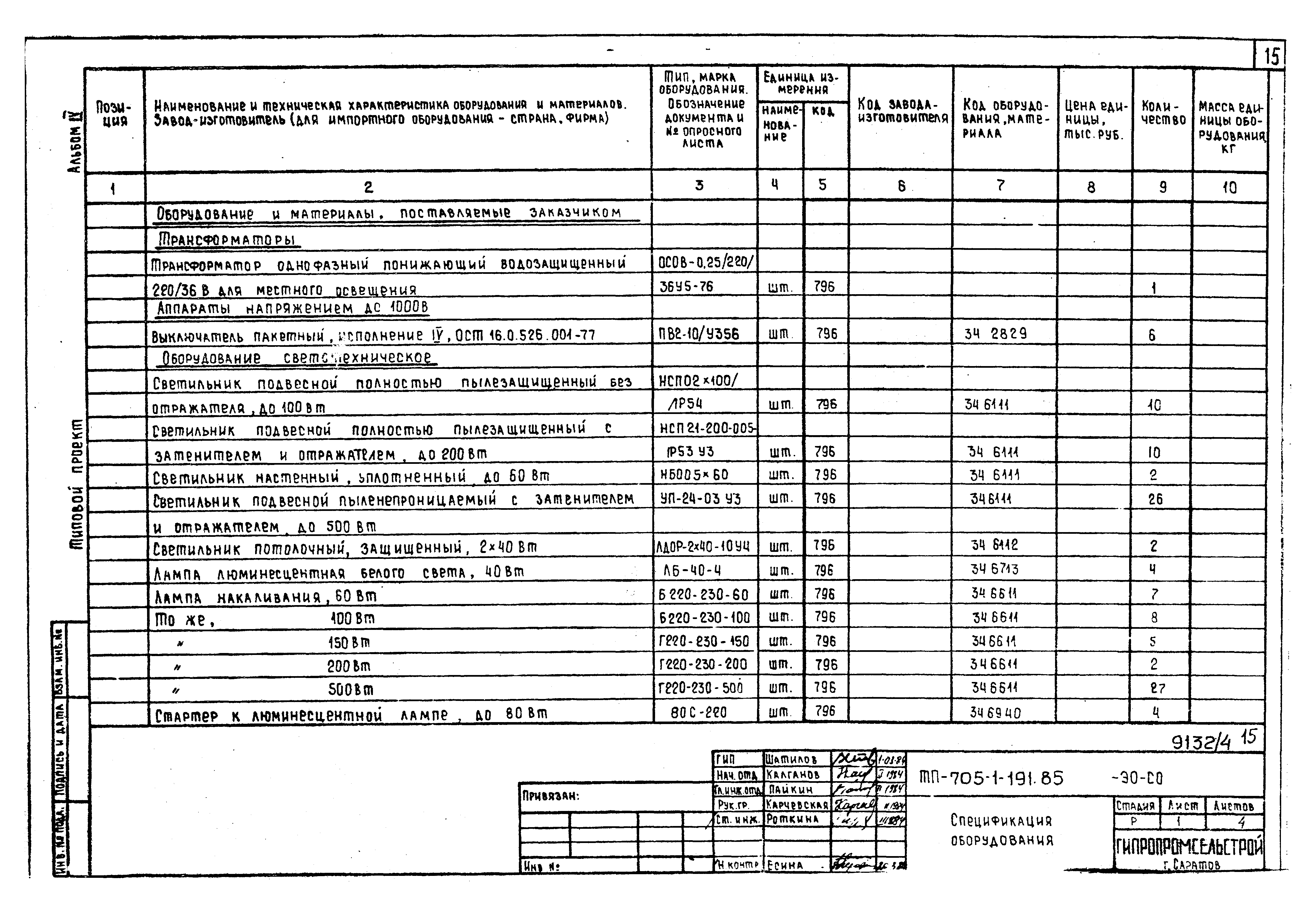 Типовой проект 705-1-191.85