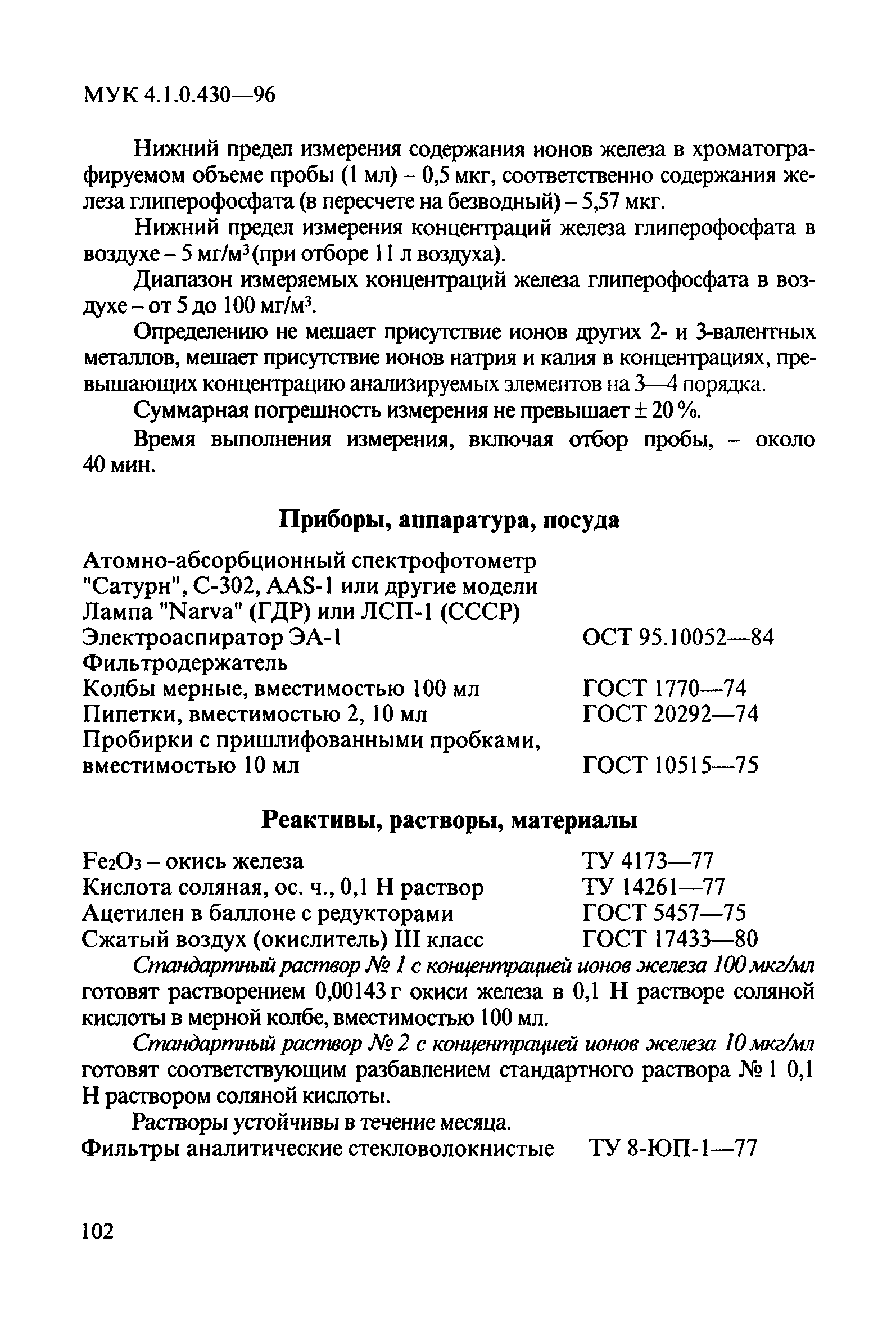 МУК 4.1.0.430-96